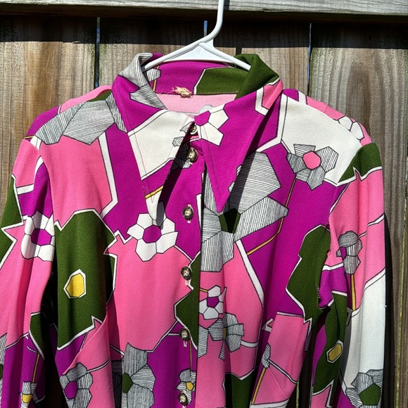 Vintage Flower Power Preppy Belted Dress - Picture 3 of 7